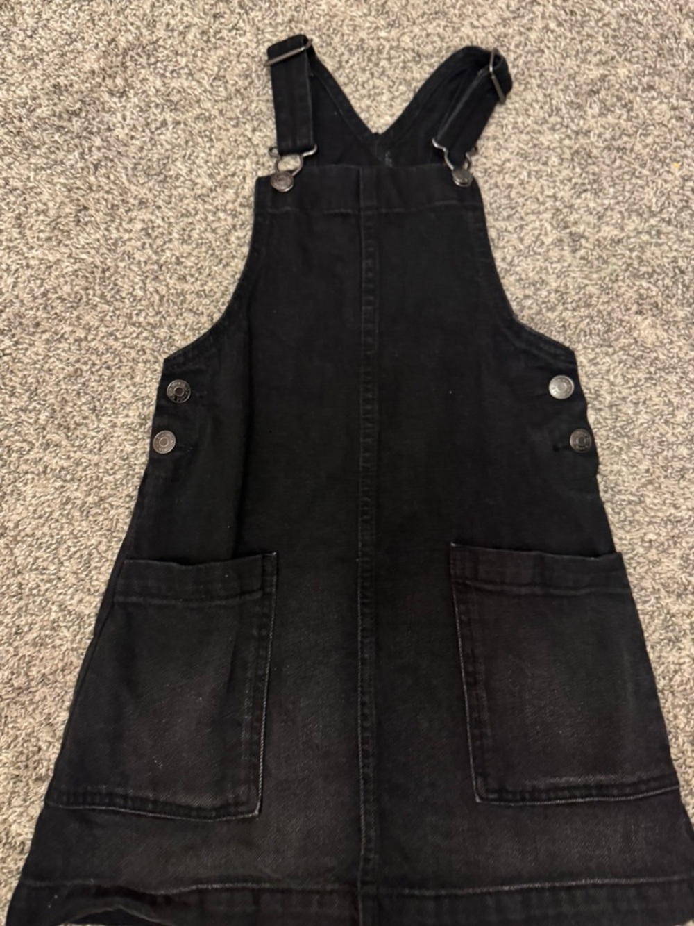 Cat & Jack Black Denim Overall Dress with Front Pockets